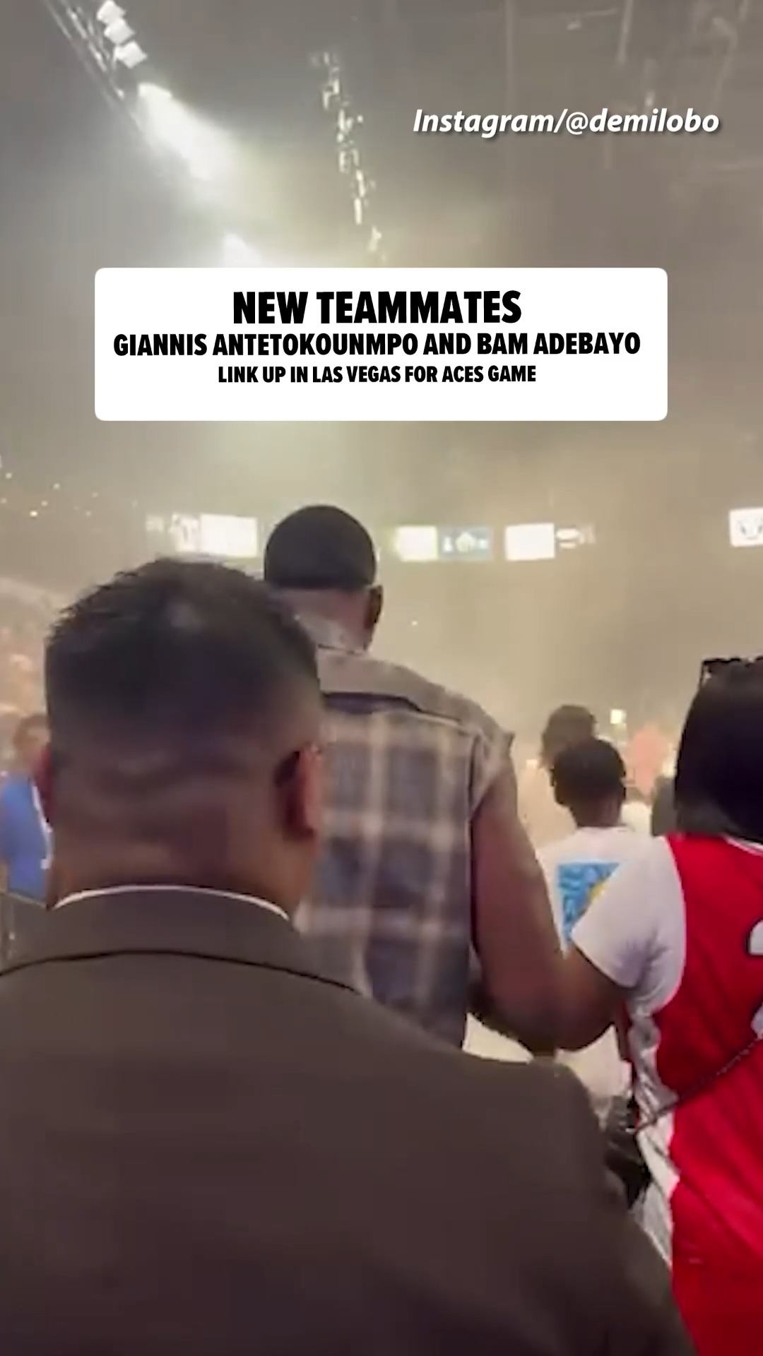 🚨🏀 New teammates Giannis Antetokounmpo and Bam Adebayo link up in Las Vegas for Aces Game