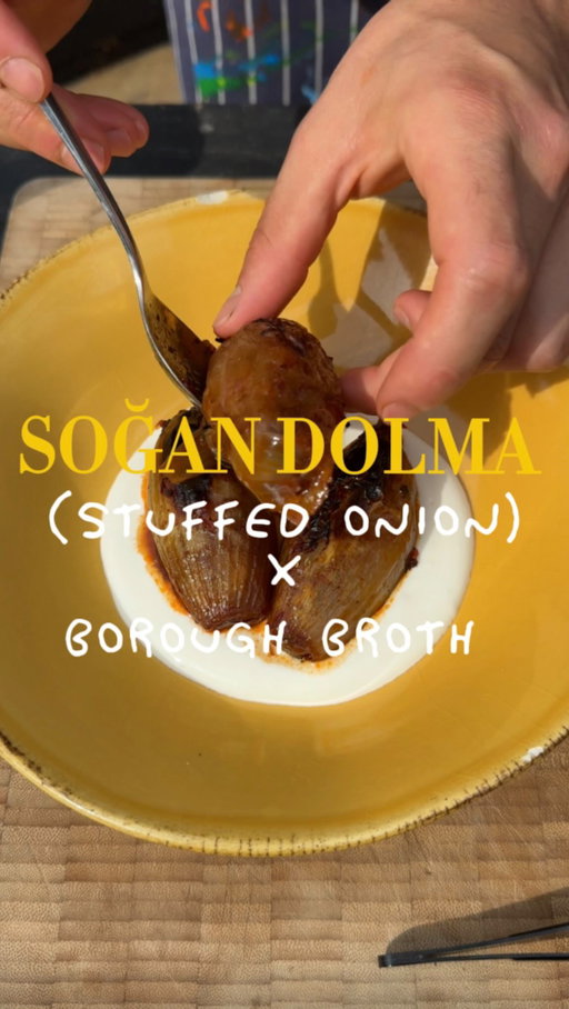 🇹🇷 World Cup Onion Dolma ⚽️

Soğan Dolma is a traditional Turkish recipe, it translates to stuffed onions and it’s filled with lamb mince, herbs & fragrant rice! This is how you can make it with @boroughbrothcompany organic bone broth to take it to the next level! 

Onion Dolma recipe:  

Serves 4-6 people 
—  	6 very large onions 
—  	2 Pouches of @boroughbrothcompany Organic Chicken Bone Broth 
—  	20g pepper paste
—  	50ml olive oil 

For the stuffing: 
—  	300g lamb mince 
—  	250g short grain rice 
—  	40g tomato paste 
—  	200g grated tomato 
—  	Handful of Parsley 
—  	4 cloves garlic 
—  	20g Pomegranate molasses 
—  	Zest & juice from 1 lemon 
—  	Very finely diced onions from the centre 
—  	20g salt 
—  	5g pepper

Method:
Bring a large pot of water to a boil, top and tail the onions and cut the onion halfway through the middle (like in the video) peel the outer layer.

Place the onions in the simmering water to soften, this will make them flexible when it comes to stuffing and rolling. Gently Simmer them for about 30 mins.

While the onions are simmering, start making the filling. First add rice to the bowl wash with rinse with water, drain well and then add the rest of the ingredients for the stuffing, when the onions are cooked and soft remove the outer layers gently (you get around 4-5 layers per onion) we use the bigger outer layers to stuff and the middle bit is very finely chopped to add back into the stuffing mixture. 
(You can add as much or as little of the onions from the middle as you like)

Once the stuffing is completely ready, begin by adding a tbsp worth of the filling in the onion layer, then gently roll the onions until its all wrapped up tightly, place all the stuffed onions on a big enough tray and over with Borough Broth’s Organic Chicken Bone Broth. I like to mix the broth with pepper paste and olive oil before pouring the Broth over the onions 

Place baking paper over the onions and roast in the onion at 170° for 90mins.

#ad @boroughbrothcompany #soğandolması