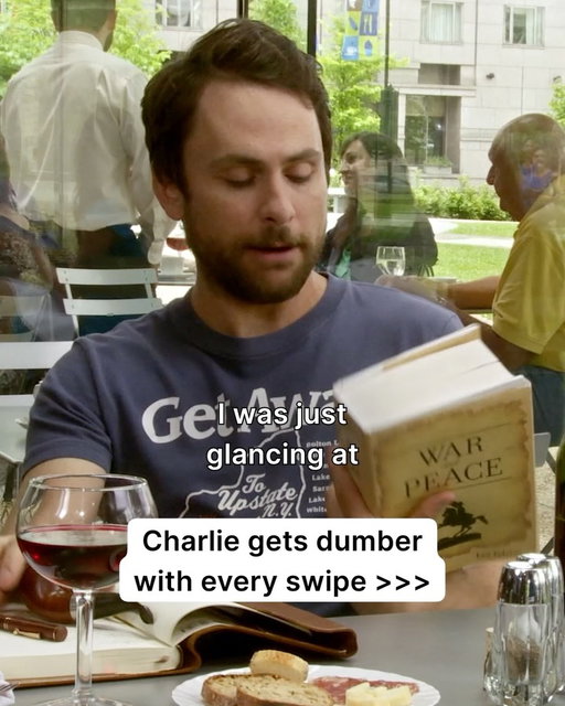 Even stupid science b**ches couldn’t make Charlie more smarter

📺: It’s Always Sunny in Philadelphia, stream on Hulu