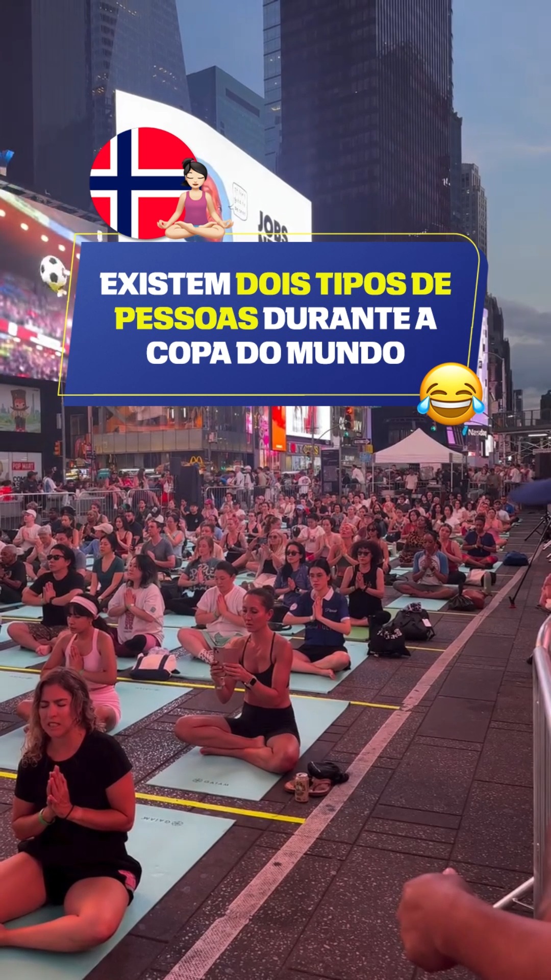 Que tal fazer uma aula de yoga na Times Square, em Nova York, nos Estados Unidos, ao som da torcida da Noruega ao fundo? 🧘‍♀️🇳🇴 😂 

👉 Assista à Copa do Mundo FIFA pela CazéTV no Disney+, sem custo adicional.

via: @espn_cam e @topbasketmiami

#ESPN2026 #FIFAWorldCup #Noruega