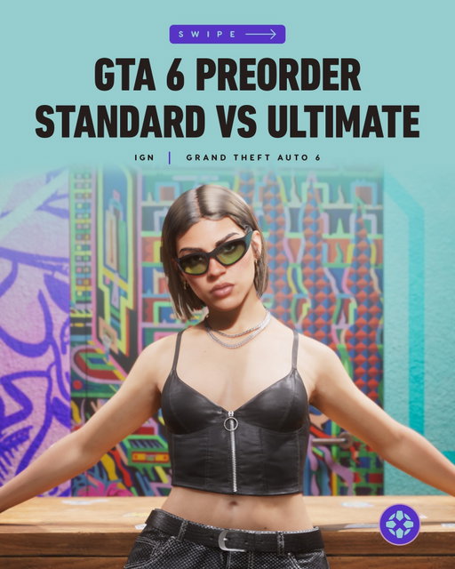 Here's what you get in the $80 Standard Edition on Grand Theft Auto 6 versus the $100 Ultimate Edition. Preorders go live tonight at midnight local time, before the game releases later this year on November 19. Link in bio for more. #IGNSummerOfGaming