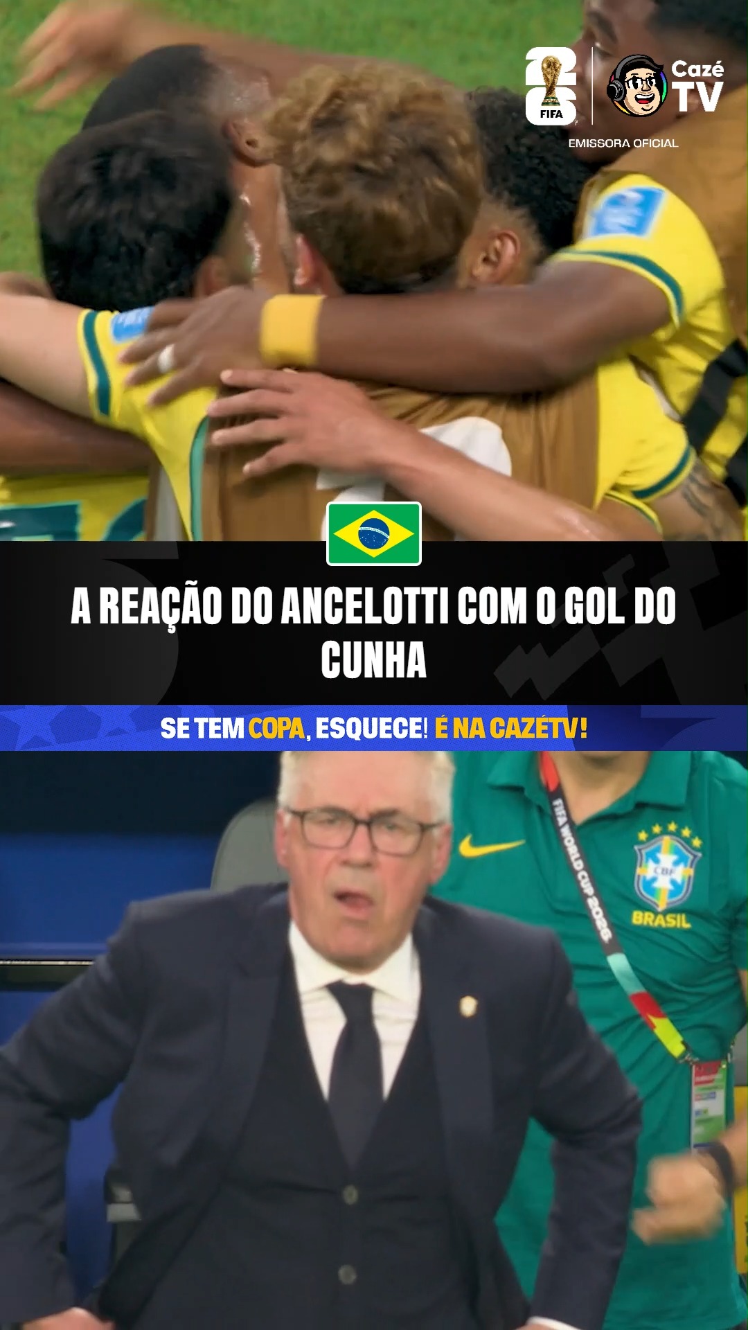 SURFA, ANCELOTTI, SURRRRRFAAAA 🏄‍♂️🏄‍♂️🏄‍♂️🏄‍♂️🏄‍♂️ CARLO ANCELOTTI REAGINDO AO GOL DO MATHEUS CUNHA:

🚨 𝐒𝐄 𝐓𝐄𝐌 𝐂𝐎𝐏𝐀, 𝐄𝐒𝐐𝐔𝐄𝐂𝐄! É na CazéTV! 🤩📺

#CoberturaCazéTV #CopaNaCazéTV #cztv06