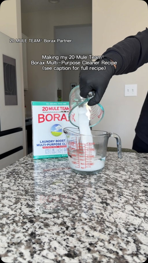 #20MuleTeamBoraxPartner As a homeowner, I’m always looking for products that can help tackle multiple cleaning jobs around the house.

To make: Dissolve a little less than 1/4 cup of 20 Mule Team® Borax into 16 ounces of warm water. Then pour into a spray bottle for applications.