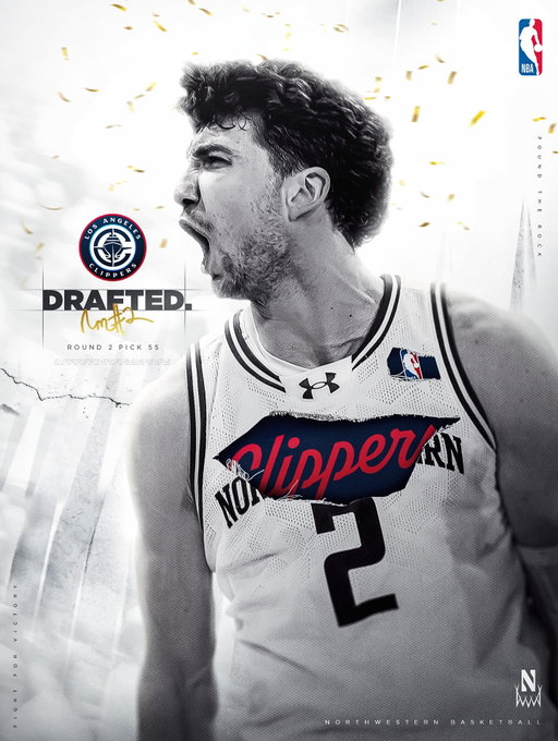 Wildcat Heading West 🔵🔴

Two-time Big Ten scoring champion Nick Martinelli has been drafted by the @laclippers 🪨⛏️🟣