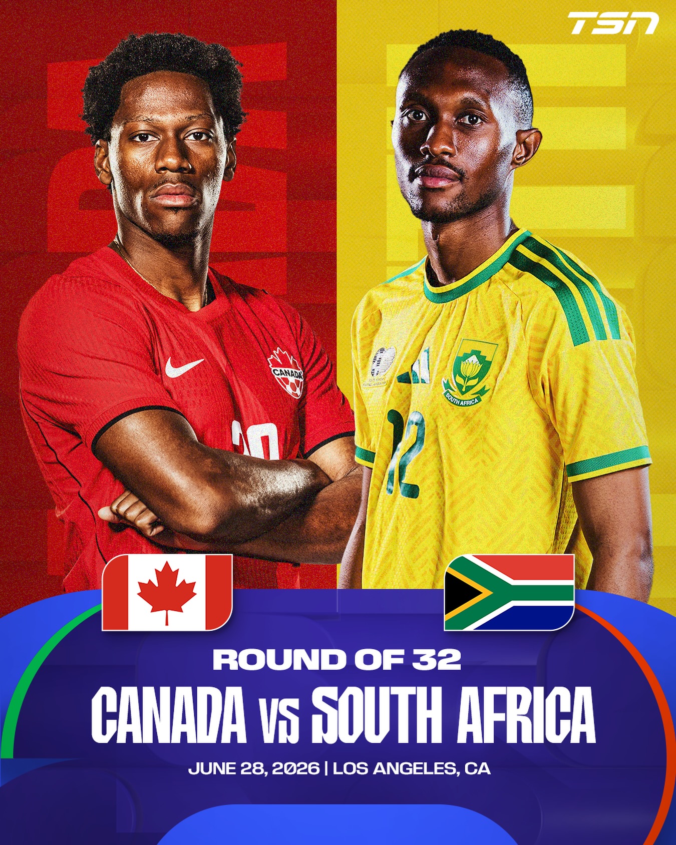 MATCHUP CONFIRMED! Canada will take on South Africa in Los Angeles on June 28 in the Round of 32! 🇨🇦🇿🇦 #FIFAWorldCup