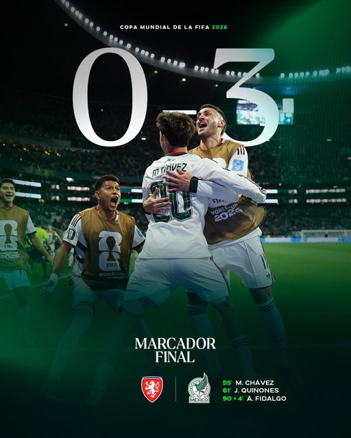 ¡Triunfo histórico en el Estadio Ciudad de México! 🤩

3️⃣ / 3️⃣ victorias en esta Copa del Mundo. ¡Noche inolvidable con nuestra gente! ¡NOS VEMOS EN LA SIGUIENTE FASE! 🔥

#SomosMéxico 💚🤍❤️
