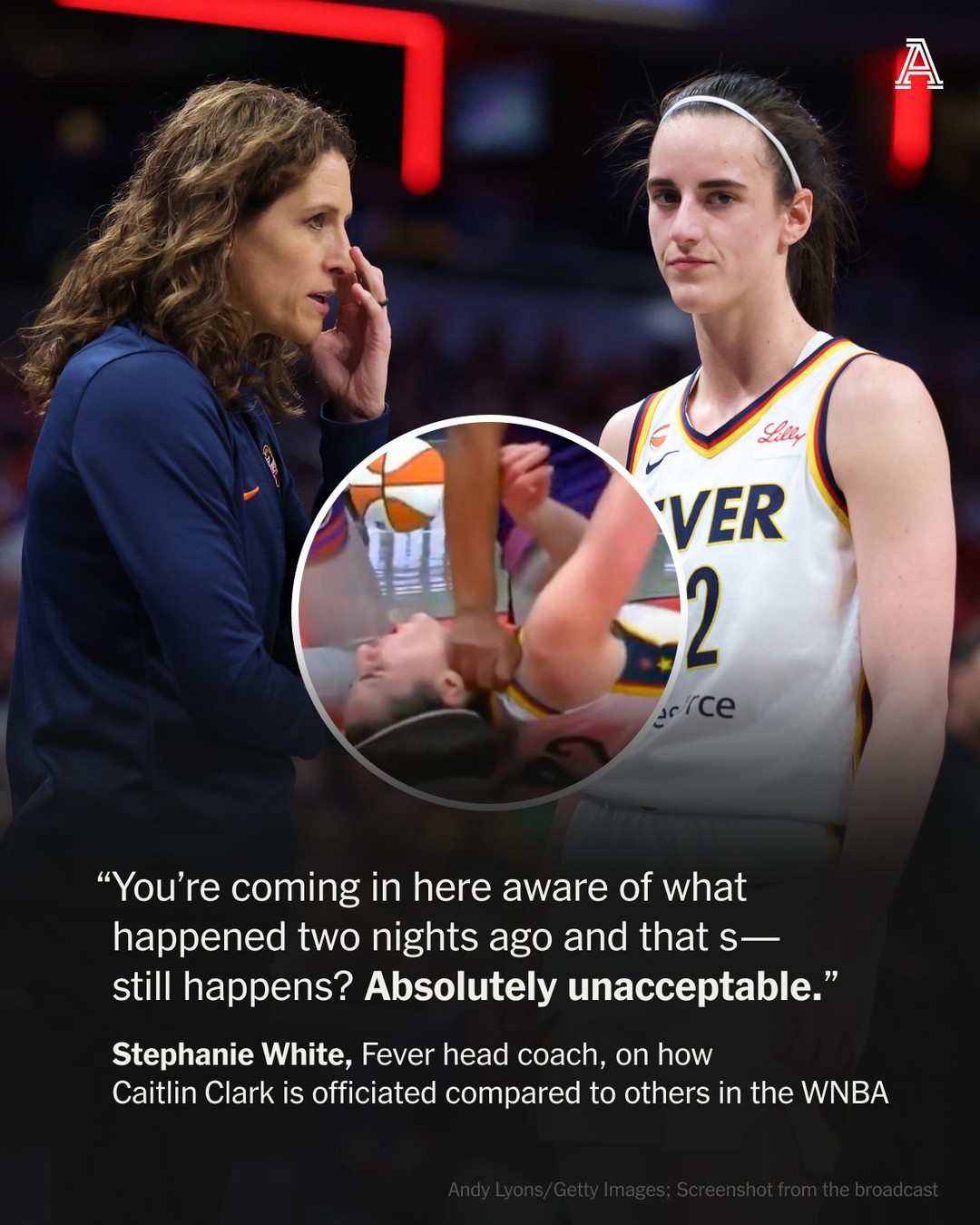 Indiana Fever head coach Stephanie White didn’t hold back on WNBA officials and how she believes they officiate Caitlin Clark.

🎥 The Athletic’s James Boyd