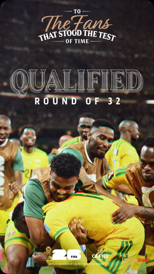 INQAAABA! 🍻

32 years of dreaming. 90 minutes at a time. 🇿🇦
For the first time in our history, @bafanabafanaofficial are through to the Round of 32 and into the knockout stages of the FIFA World Cup. 

The fans stood the test of time. The team made history.
#DlalaCastle #FIFAWorldCup #BafanaPride