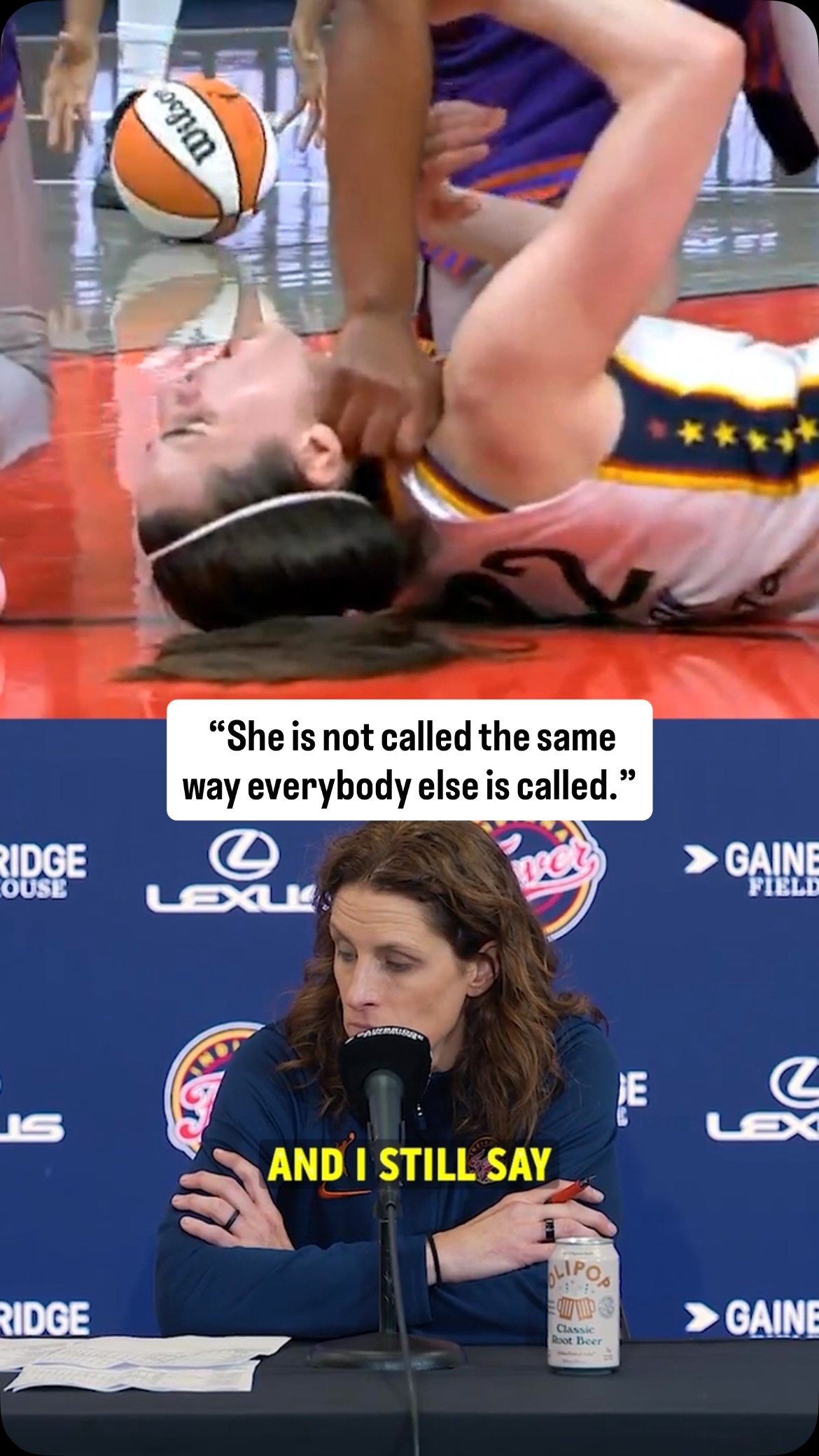 Caitlin Clark exited the game in a 111-109 loss to the Mercury. Head coach, Stephanie White, doesn’t believe she is being called the same as everyone else. Do you agree? 🤔

#WNBA

[via: @indianafever /yt]