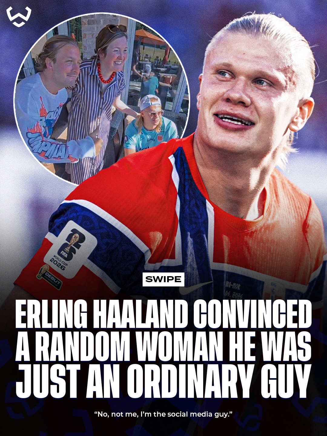Erling Haaland convinced a random lady he was just a regular guy by putting on a Southern accent while in the US for the World Cup. 😭🇳🇴

Meanwhile, the YouTube producer standing next to him pretended to be the professional footballer.

“No, not me. I’m the social media guy.” 😂👏

(Via YT: @erling)