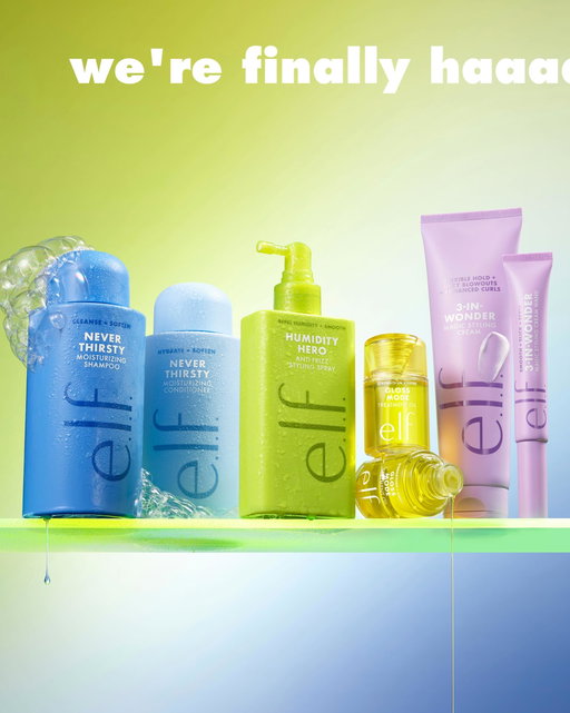 @elfhaircare is NOW AVAILABLE on elfhaircare.com and target.com! 🎯 Starting July 5, find us exclusively in store at @target!

Meet the mane crew:
💚 Humidity Hero Anti-Frizz Styling Spray ($9): Heat-activated treatment repels humidity for frizz control
💛 Gloss Mode Treatment Oil ($10): Glossy styling oil strengthens hair and helps protect it from heat
💜 3-in-Wonder Magic Styling Cream ($9): Lightweight, moisturizing cream provides flexible hold, primes for blowouts and enhances curls
💜 3-in-Wonder Magic Styling Cream Wand ($6): Styling precision wand smooths frizz, slicks flyaways and styles on-the-go
💙 Never Thirsty Moisturizing Shampoo ($9): Gentle moisturizing shampoo cleanses and helps reduce breakage
🩵 Never Thirsty Moisturizing Conditioner ($9): Lightweight, moisturizing conditioner hydrates without weighing hair down

Which are you adding to cart? 🛒 #elfhair