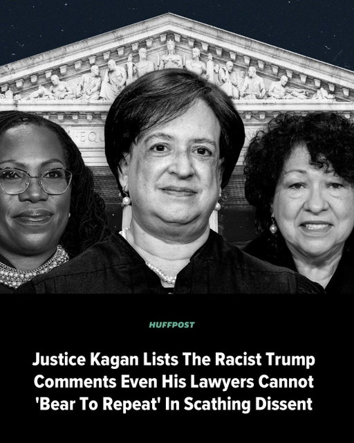 Justice Elena Kagan put President Donald Trump’s most racist and inflammatory remarks over the last decade about Haitians into permanent record Thursday, blasting her conservative colleagues on the bench for refusing to “put them in print.”

On Thursday, the Supreme Court ruled in a 6-3 majority to allow the Department of Homeland Security to end Temporary Protected Status (TPS) for roughly 350,000 migrants from Haiti and Syria, delivering a landmark win for the Trump administration.

In a blistering dissent in the Mullin v. Doe case, writing for the liberal minority, Kagan quoted Trump directly and noted remarks the conservative majority found too “repellent” to include.

“The evidence they have offered includes statements by the President so repellent and racially inflected that the majority declines to put them in print,” Kagan wrote. Read more at our link in bio.