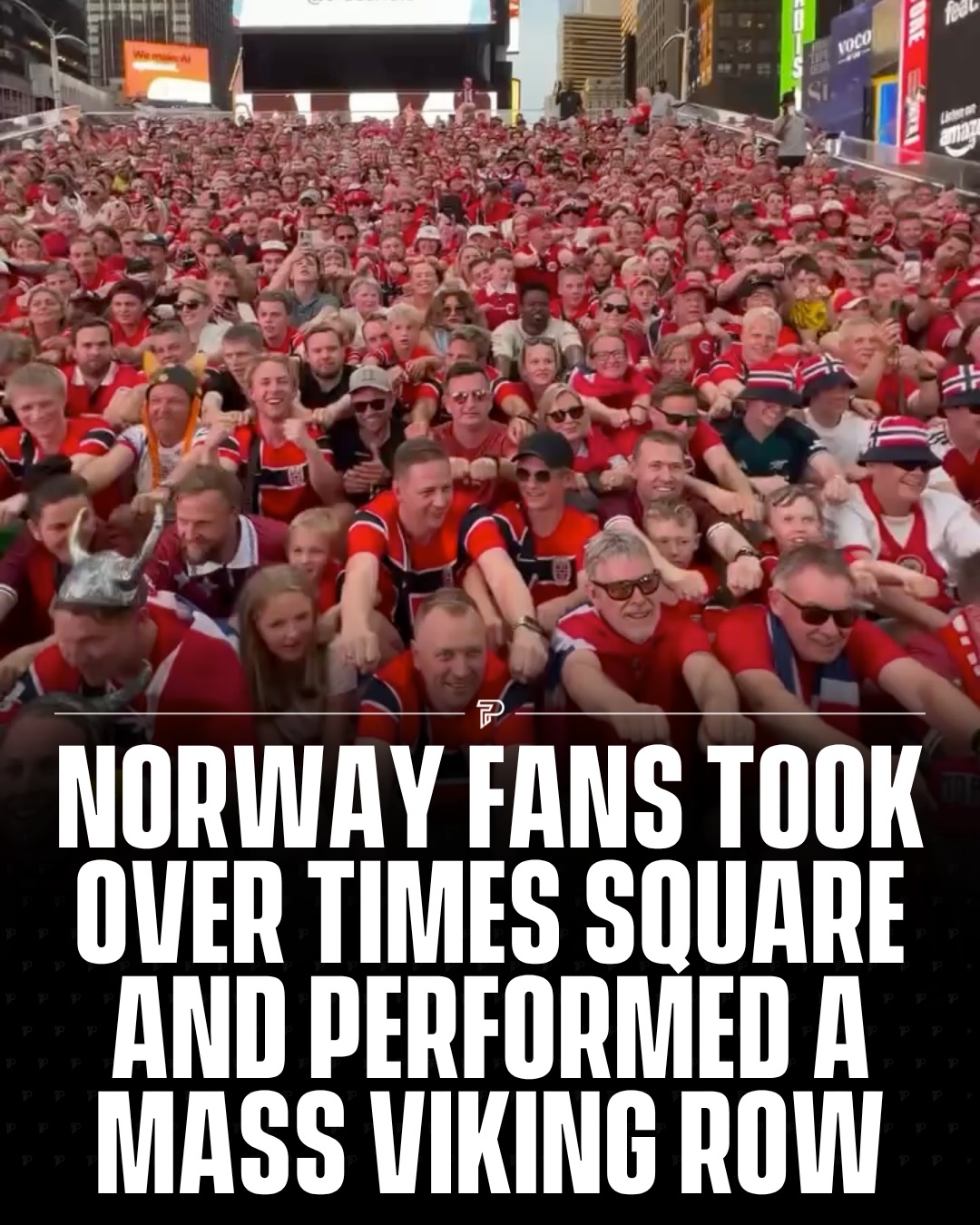 Thousands of Norway fans took over Times Square on Sunday, performing the “Viking Row” ahead of their 2026 World Cup Group I match against Senegal. The celebration involves fans mimicking the motion of rowing a Viking ship in unison to the beat of a drum. Norway went on to win the match 3-2, with the players recreating the row on the pitch after the final whistle.

The moment went so viral that Norway’s parliament speaker led a full session of the Viking Row in parliament, saying “We are doing it for peace. We are doing it for love.” Norway now faces France in Boston on Friday. 🇳🇴

Via @mr.row.row @tobiasnaerboe

#Pubity #Viral #Sports