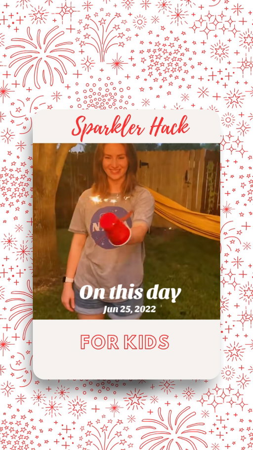4th of July hack for  kids! 🇺🇸✨ Cut a small hole in the bottom of a cup and slide the sparkler through to help protect little hands from falling sparks while they enjoy the fun.

#4thOfJuly #momhack  #KidsActivities #ParentingHacks