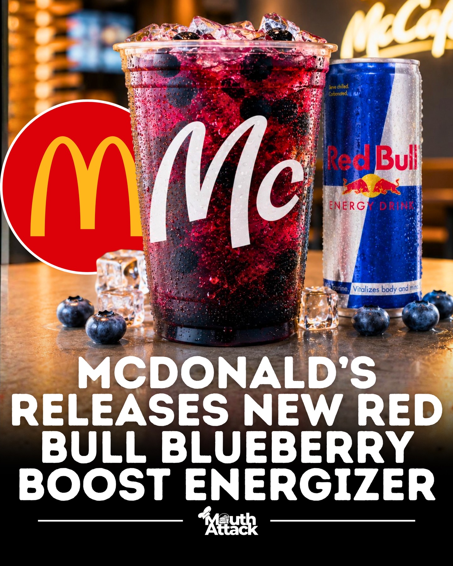 McDonald’s UK has introduced a new Red Bull Blueberry Boost Energizer at select restaurants! 🇬🇧

The new iced drink combines the bold taste of Red Bull with a sweet blueberry flavor, served over ice and topped with real blueberries for a refreshing energy boost.

Currently, the Red Bull Blueberry Boost Energizer is available only at select McDonald’s UK locations as part of the chain’s latest drinks lineup.

Would you give this one a try? 👀🫐🥤
