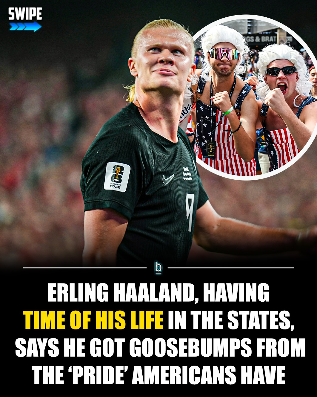 Norway star striker Erling Haaland is not only dominating on the pitch at the 2026 World Cup, but he seems to be having the time of his life off it. 👍

Before World Cup action officially kicked off, Erling Haaland and his Norway teammates attended Game 5 of the Stanley Cup Finals between the Carolina Hurricanes and the Las Vegas Golden Knights. 🏒

Haaland creates vlogs for his popular YouTube channel (1.8 million subscribers) and documented his experience at the Stanley Cup Finals, which included a moment in which he said he got “goosebumps” from the pride Americans have for their country. 🇺🇸

Haaland and his teammates got to see a win, as well, as the Canes beat the Knights 4-2 to take a 3-2 lead in the Stanley Cup Finals, which they went on to win.

🗣️ - “They have so much like pride for the country. They love the country so much. It’s everything about it. The national anthem was incredible. Amazing. I had goosebumps all over,” Haaland said to the camera.

Haaland has led Norway to the knockout stages of the World Cup, as their two wins over Iraq and Senegal puts them on six points with one match remaining — Haaland scored twice in both their 4-1 win over Iraq and 3-2 victory over Senegal. ⚽️

Depending on their result against France on the third and final group stage matchday, Norway will either win or finish second in Group I.

Follow 👉 @brobible for all things “dude” 😎 

#worldcup #fifa #norway #guys #men