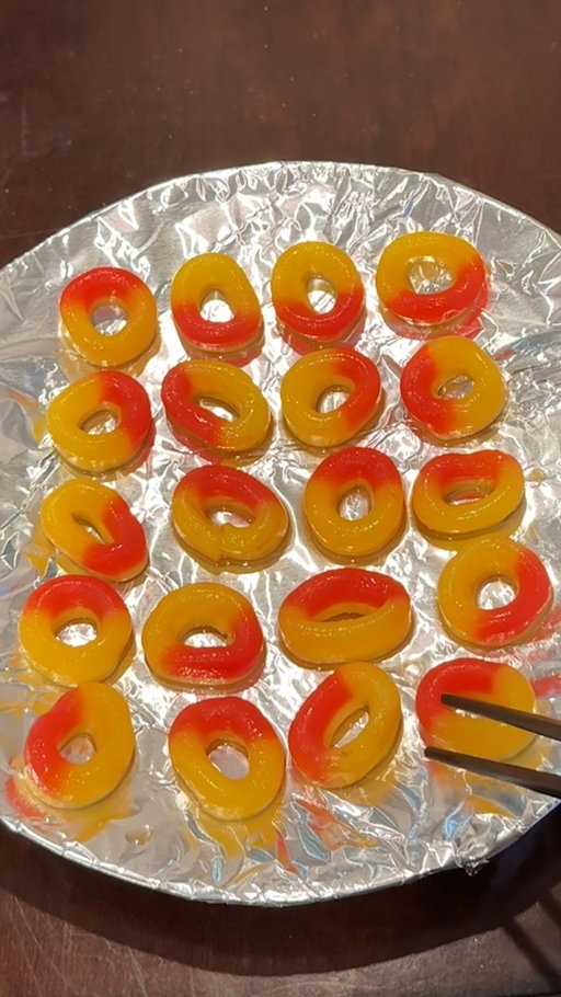 Brisk Iced Tea Infused Frozen Peach Ring Gummies!!! #Brisk #gummies  #frozengummies