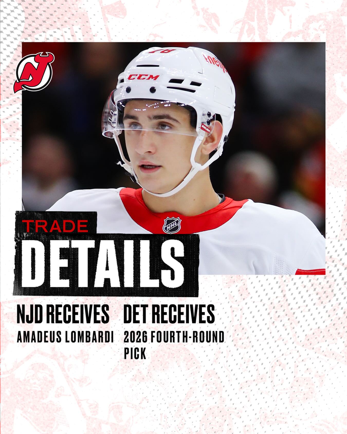 🚨 TRADE ALERT 🚨

We’ve acquired Amadeus Lombardi from the Detroit Red Wings in exchange for our fourth-round pick in the 2026 NHL Draft.