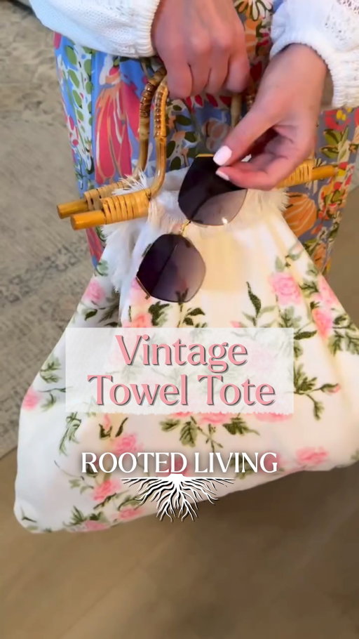 A vintage pink rose bath towel, a simple sewing project, and the cutest summer tote. 🌸☀️

I turned this thrifted towel inside out, stitched both sides, added boxed corners for a finished shape, and hand-sewed wooden handles with extra-thick thread so it could hold all the beach-day essentials. The result? A cute little upcycle with all the vintage poolside charm.
You can make one with any towel—thrifted, vintage, well-loved from home, or brand new. There are so many towels in thrift store and I am always looking for special ones. Such a fun and easy DIY for summertime. Follow along for more creative ideas and inspiration. #sewing #diy #summer #craft #handmade