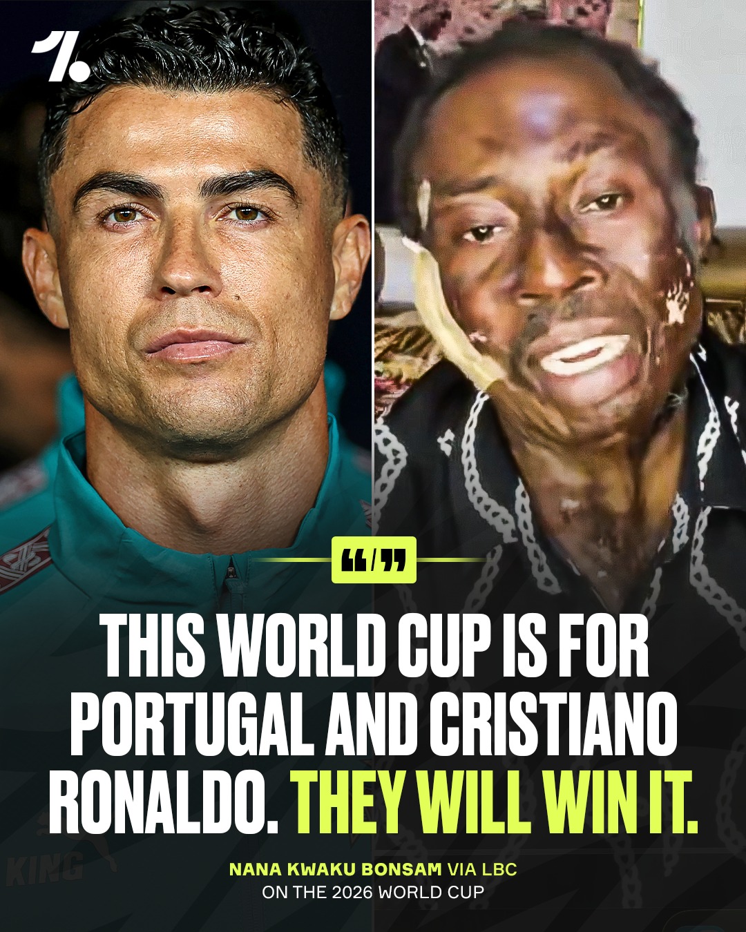 Ghanaian witch doctor Nana Kwaku Bonsam, who has already claimed to curse Harry Kane during the World Cup has now confirmed his prediction that Cristiano Ronaldo and Portugal will win the tournament this summer 😳🔮🇬🇭

He claims they have already lifted the trophy in the spiritual realm and that Ronaldo can relax because his moment has arrived 🏆