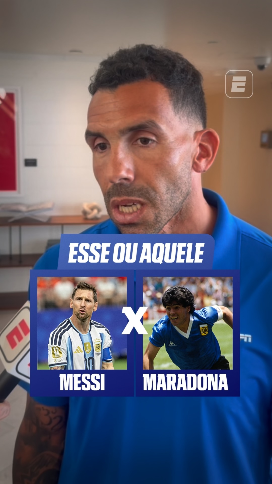 TEVE QUE ESCOLHER! Carlitos Tévez, um dos grandes ídolos da história do Corinthians, teve que escolher entre a Fiel Torcida e a torcida do Boca Junior, Neymar ou Cristiano Ronaldo, Messi ou Maradona e mais! 

👉 Assista à Copa do Mundo FIFA pela CazéTV, no #DisneyPlus, sem custo adicional.

#ESPN2026 #FIFAWorldCup