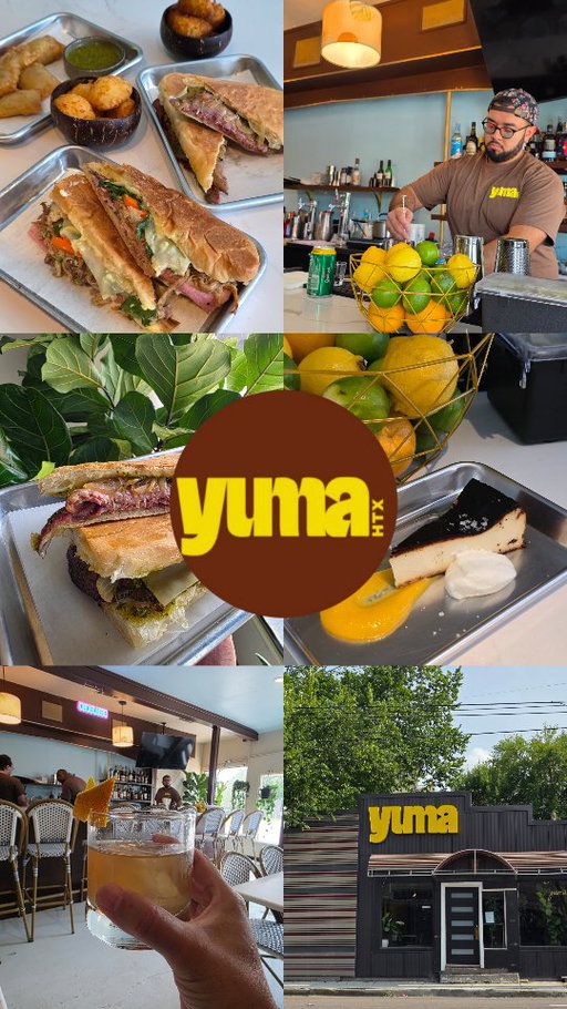 🥪 Yuma is now open, bringing chef Mike Hartley and Miriam Leek-Meira's long-awaited Brazilian-inspired Cuban sandwich concept to a brick-and-mortar on Washington Avenue. 

🍴 @HoustonFoodFinder was invited to preview its offerings, and despite being brand new, Yuma already feels like an old friend with welcoming hospitality, memorable food and drinks, and an industry-friendly atmosphere. 👌🏽

🥖 Yuma specializes in Cubanos made with house-baked bread and scratch ingredients. There's a classic version as well as signature flavors such as the Sampa Gallo with chicken tinga, a vegetarian version with tostones, black bean purée and mustard greens, and El Penny, a mashup of a bánh mì and a Cubano that captures the best of both worlds. 🌿

🥩 The standout was A Caipira, a Brazilian-inspired steak sandwich with picanha, Gruyère, catupiry cheese, sautéed onions and chimichurri. Rich without being heavy, it's the sort of sandwich that keeps pulling you back for another bite.

🌶 Speaking of chimichurri, Yuma's version packs plenty of spice and vibrant herb flavor, and it's served alongside the addictive Pastel de Bife. These crisp, fried Brazilian pastries resemble oversized ravioli or gourmet pizza rolls stuffed with seasoned beef, making them an ideal bar snack.

🧀 Other bar bites we enjoyed include the pão de queijo which are crisp on the outside, airy and chewy inside, with plenty of cheesy flavor. The coxinha are equally worth ordering. Shaped like little drumsticks, these tasty little Brazilian croquettes are filled with shredded chicken and cheese before being breaded and fried until golden.

The menu also includes crispy tostones, yuca frita and ham-and-cheese croquetas, all of which make excellent drinking snacks.

🍹 The cocktail menu focuses on refreshing rum and cachaça creations inspired by Brazil and Cuba, while a concise but thoughtfully curated wine list and a creative zero proof selection offers something for nearly every sandwich on the menu. 🍷

Initial hours are 4 p.m. to midnight Wednesday through Monday, with lunch and a late-night to-go window planned for the future.

📍 @YumaHTX, 4219 Washington
✍🏽 @MadmanMario