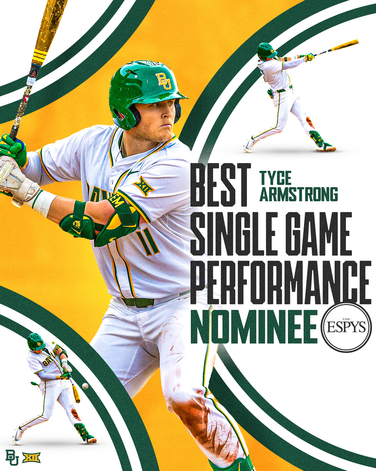 Best Single-Game Performance? Without a doubt! 🏆 

Tyce Armstrong's three-grand slam game has been nominated for a 2026 ESPY Award! 

Vote daily for Tyce 👉 https://espys.votenow.tv/best-single-game-performance

#SicEm 🐻⚾️ | #Together | #ESPYS