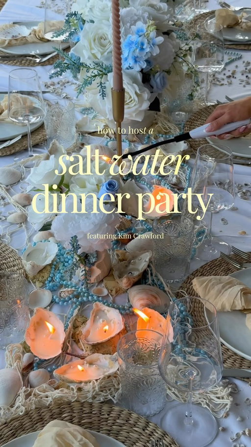Take this as your sign to host a saltwater dinner party ✨🐚🌊 

Complete with an ocean dress code, seashell tablescape, homemade summer menu, and a seafood tower, it all pairs perfectly with @kimcrawfordwine Pinot Grigio. Add a seashell wine charm station, and it’s truly a dinner fit for the summer ✨🌊🐚🧜‍♀️

This crisp, refreshing pour is the ultimate companion to a summer dinner party. The stunning bottle label even inspired the entire theme! 🌊🐚✨

I’m obsessed with how it turned out, and I’ll remember this beautiful day with every sip I take. ✨🌊

Next time you host, don’t forget the Kim Crawford Pinot Grigio – I’ll be looking for my invite! 

#21+ #kimcrawfordpartner #KimCrawford #ClubKim #BringKim