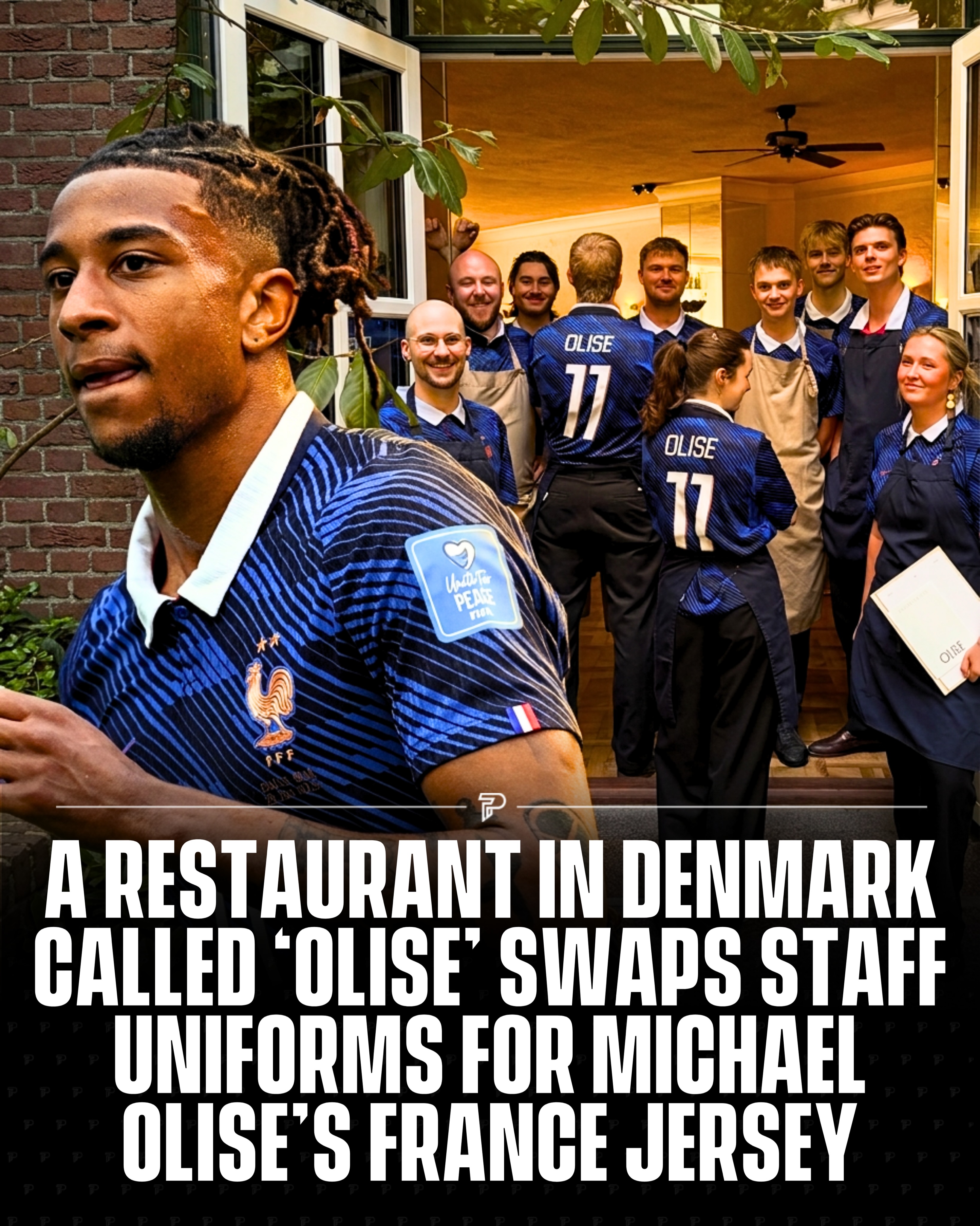 A Copenhagen restaurant called Olise has been dressing its staff in Michael Olise’s France number 11 jersey for every Les Bleus match at the 2026 World Cup. The timing couldn’t be better given the name is pure coincidence.

The French-inspired bistro is part of the well-known Copenhagen Food Collective and sits in the Vesterbro neighbourhood. Olise himself has had a remarkable rise, going from zero senior caps before September 2024 to 17 caps and 7 goals, including a hat-trick against Northern Ireland this year. 🇫🇷

(Via: @olise.cph)

#Pubity #Viral #Sports