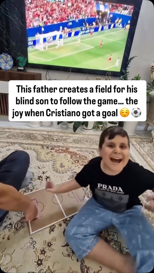 A father created a way for his son who is blind to enjoy the Portugal-Uzbekistán match—hand in hand through all the moves of the game. The beautiful game for all ❤️ @alirezapiano95
