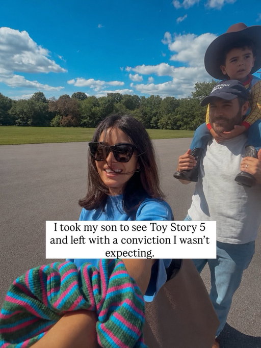 *includes spoilers: As a mama bear, film graduate, and storyteller lover I walked out of Toy Story 5 with a lot of feelings. Some of you are going to agree. Some of you won’t. And for parents I think that’s worth talking about. Swipe and tell me what you think. 💛 #onmyheart #storieswithsazan #toystory5