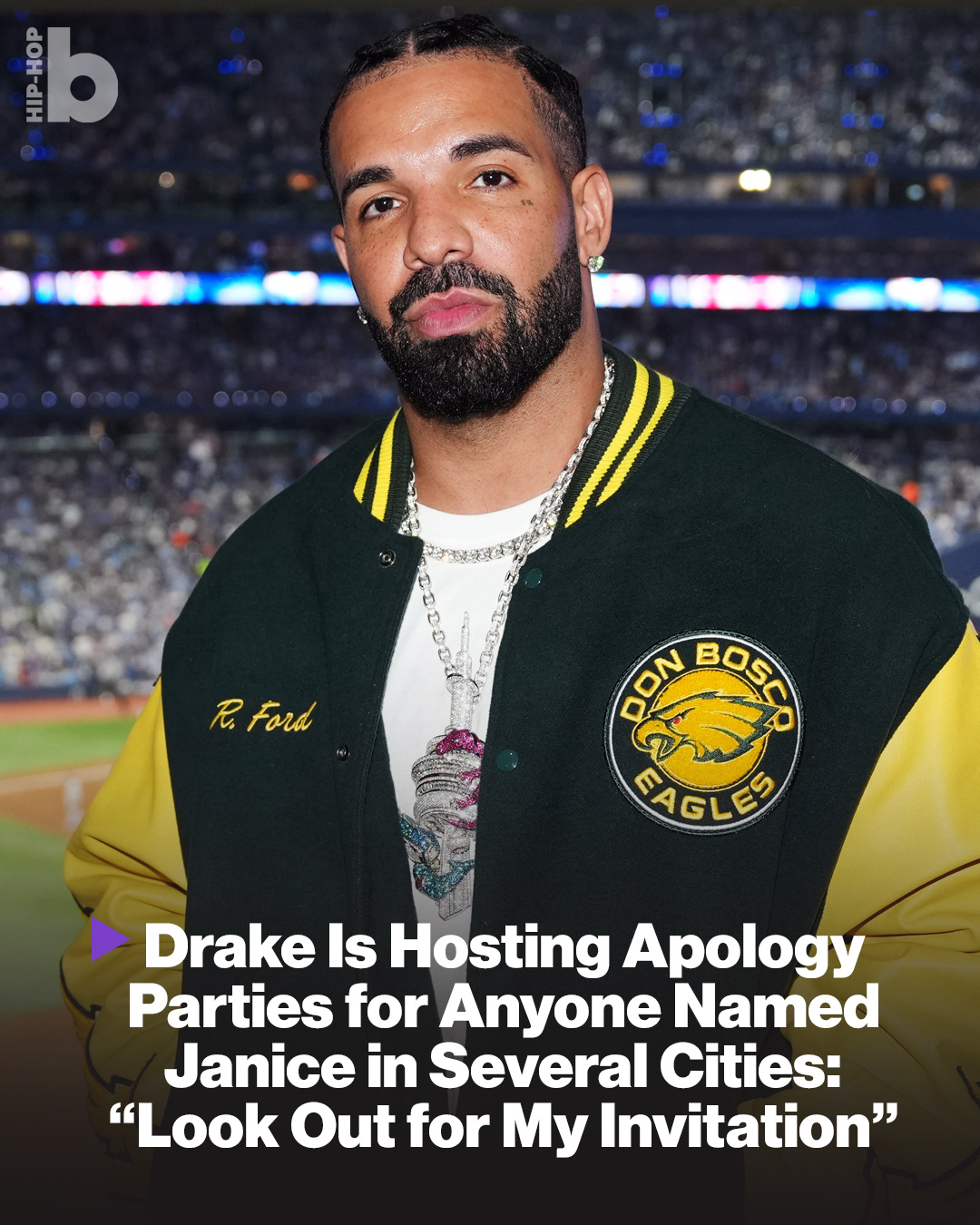 Drake is making peace with the Janices. ☮ ⁠
⁠
After topping the Billboard Hot 100 with “Janice STFU,” the Toronto superstar announced he’s hosting Janice-only parties across North America as a playful apology to everyone sharing the name.⁠
⁠
Drizzy revealed on Instagram that invites will go out Sunday (June 28) for events in New York City, Los Angeles, Miami, Toronto and Houston. According to Now Toronto, attendees at the Toronto event will need a government-issued ID with the name “Janice” to get in — no exceptions.⁠
⁠
See if your city’s Janices are getting an invite at the link in bio.⁠