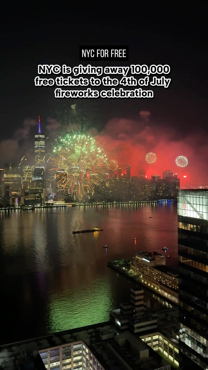 NYC is giving away 100,000 free tickets to the 4th of July fireworks celebration 🎇 

Apply via lottery now through June 29 at july4.events.nyc

Ticketed areas: 
South Street Seaport
Brooklyn Bridge Park

Non-ticketed areas:
Along the FDR

FAQ:

When is the lottery open?
The lottery is open from Friday, June 26 at 10:00 AM to Monday, June 29 at 11:59 PM.

What time do the fireworks start?
The fireworks start at 9:25 PM.

How are lottery winners selected?
Selections are fully randomized. Entries are not scored by neighborhood, borough, residency, or the time you applied within the entry window.

Do I need to live in New York City?
No. Location and residency are not part of lottery selection.

What happens if I am selected?
You’ll receive an email with a time window to claim your tickets and choose from the viewing zones that still have availability.

Can I bring a group?
Yes — each winner can register a group of up to 4 (winner + 3 guests). Each winner must submit all guests' names and emails during registration - not the lottery - to secure the tickets. Children 2 and under do not need a ticket. Everyone 3 and older needs their own ticket and counts toward your group of up to 4.

#nycforfree #4thofjuly