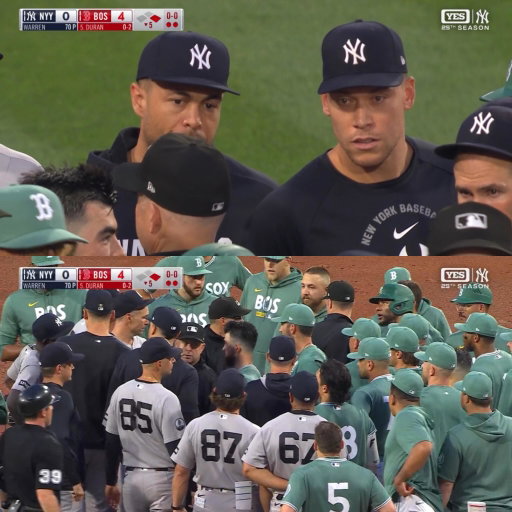THE BENCHES HAVE CLEARED AT FENWAY PARK.

Willson Contreras didn’t appreciate Will Warren coming inside on ball four.