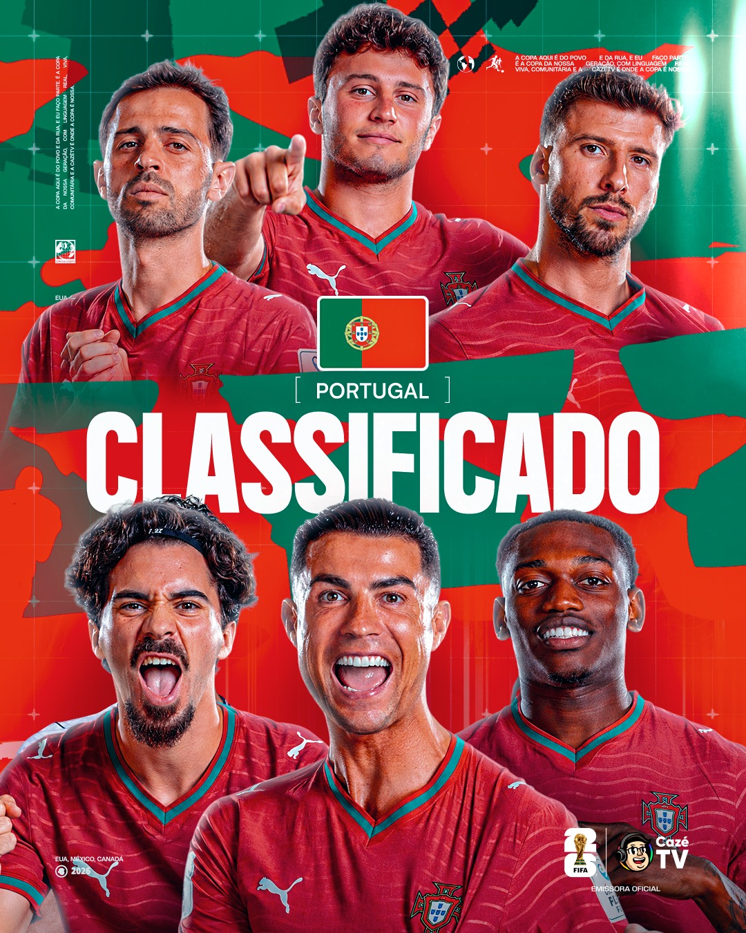 SIIIIIIIIIIIIIIIIIIIIIIIIIIIIIIIIIIIIU! PELO SONHO DO TÍTULO COM CRISTIANO RONALDO!🇵🇹 PORTUGAL ESTÁ GARANTIDO NO MATA-MATA DA COPA DO MUNDO! 

🚨 E HOJE É DIA DE CRISTIANO E DE MESSI NA CAZÉTV! PORTUGAL X COLÔMBIA + ARGENTINA X JORDÂNIA! É SÁBADO DE GOATS COM A GENTE!  𝐒𝐄 𝐓𝐄𝐌 𝐂𝐎𝐏𝐀, 𝐄𝐒𝐐𝐔𝐄𝐂𝐄! É na CazéTV! 🤩📺

#CopaNaCazéTV #CoberturaCazéTV #cztv11