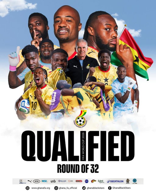 ✅ Round of 32: SECURED. 🎟️🔒

🙌🏾 The Black Stars are through to the knockout stages of the 2026 FIFA World Cup. 🏆

The journey continues ✊🏾

#BlackStars | #FIFAWorldCup
