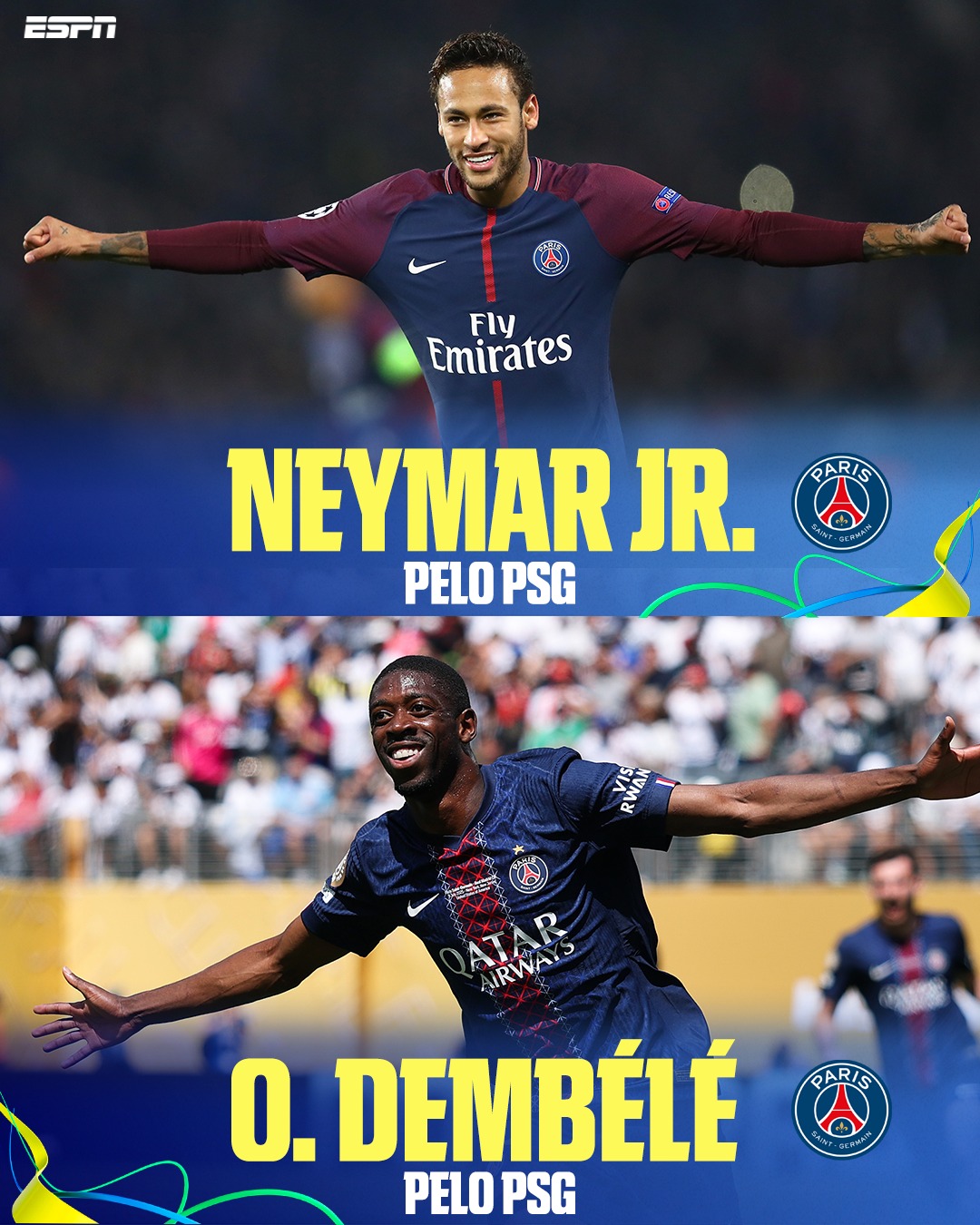 NEYMAR x DEMBÉLÉ PELO PSG! 🗼🔴🔵 Separamos os números de Neymar Jr. e Ousmane Dembélé para VOCÊ DECIDIR: QUEM É MELHOR PELO PSG, fã de esporte?

👉 Assista à Copa do Mundo FIFA pela CazéTV, no #DisneyPlus, sem custo adicional.

#ESPN2026 #ParisSaintGermain #Neymar #Dembélé