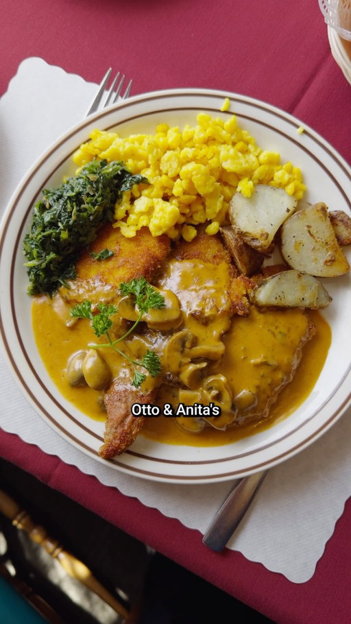 Otto makes the schnitzel. His wife Anita makes the desserts. So they call it Otto & Anita’s. 

📍 Otto & Anita’s Schnitzelhaus
3025 SW Canby St, Portland, OR 97219

Follow me for more big-hearted stories about people and food. ❤️

(H/t to @sam_burglar for recommending this spot)