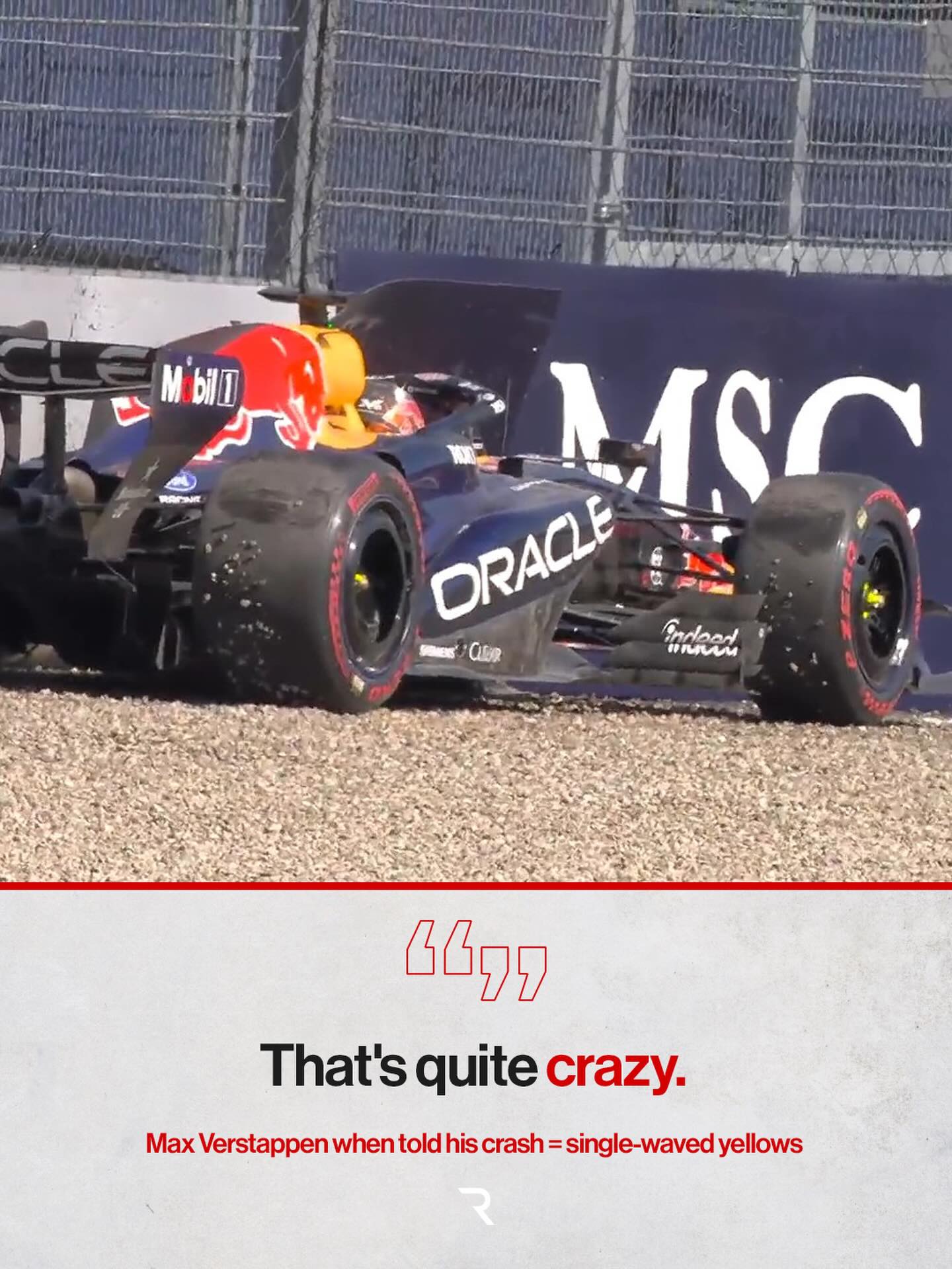 🤔 Was a single-waved yellow enough?

Max Verstappen’s reaction when told that only single-waved yellow flags were shown for his qualifying crash.