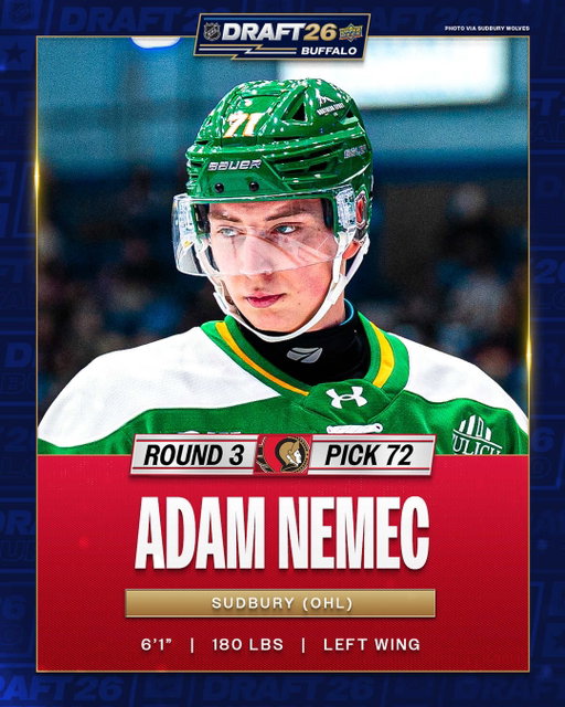 ANOTHER NEMEC 🔴⚫

Simon's brother Adam has been selected by the @senators in the third round! #NHLDraft
