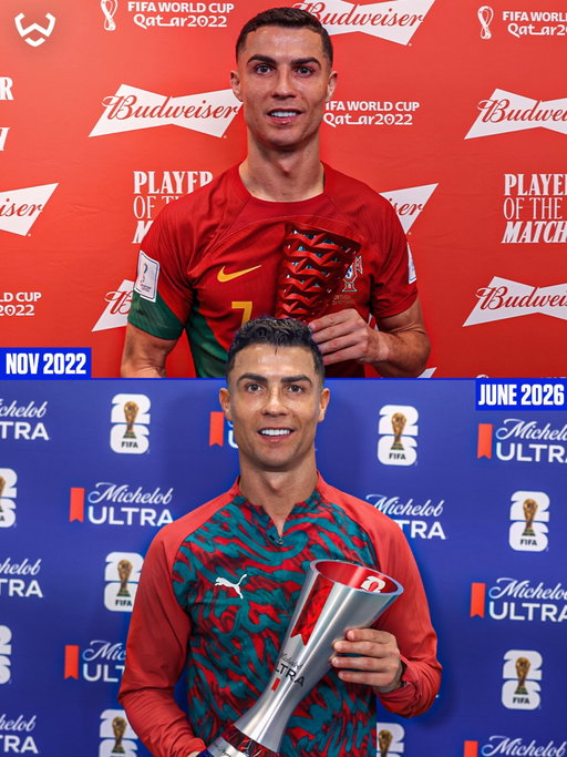 The difference between Cristiano Ronaldo in 2022 and 2026 is incredible 😳

At 41, he somehow looks healthier and more refreshed than he did four years ago.

2022 was arguably the toughest year of his life. He suffered the heartbreaking loss of his son, endured a difficult ending at Manchester United, lost his place in the team, and left the club after a highly publicized fallout.

His move to Saudi Arabia was met with endless criticism. Many believed his career at the top was over and that he would never play for Portugal again.

Most players would have struggled to come back from all of that.

Instead, Ronaldo rebuilt himself physically and mentally. Four years later, he’s back at the World Cup, still competing at the highest level and proving, once again, why his mentality is one of his greatest strengths. 🧠👏