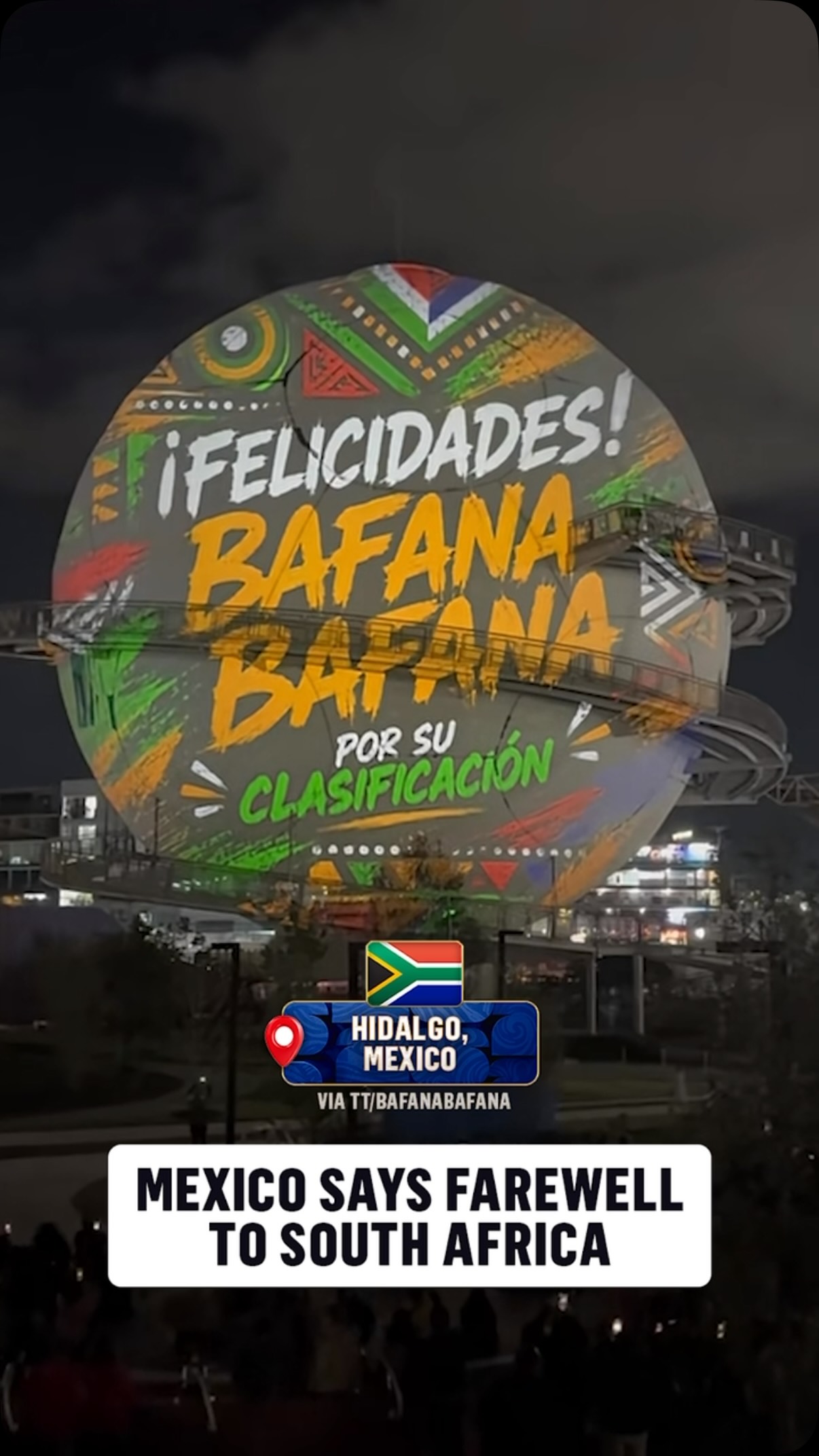 South Africa’s basecamp in Mexico City gives its goodbyes and congratulations to Bafana Bafana as they head to Los Angeles for the Round of 32 🇿🇦

(via @bafanabafanaofficial)