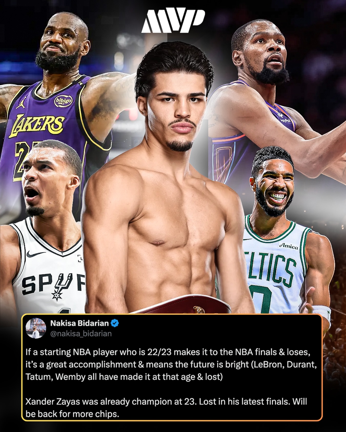 MVP CEO Nakisa Bidarian says Xander Zayas should be viewed the same way young NBA stars like LeBron James, Kevin Durant, Victor Wembanyama and Jayson Tatum were after early Finals losses.

At just 23 years old, Bidarian believes Zayas’ best years and more world titles are still ahead. 👀🥊 🇵🇷 

#xanderzayas