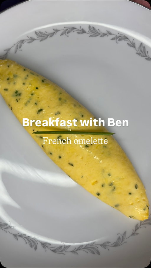 How to Make Jacques Pépin’s Classic French Omelette 🥚🇫🇷 - BREAKFAST WITH BEN

FULL RECIPE BELOW ⬇️

INGREDIENTS:
4 large eggs (for a 24 cm pan)
2 tbsp butter
1/4 bunch chives
fine kosher/sea salt

INSTRUCTIONS:
1. Crack your eggs into a small bowl, and whisk your eggs vigorously with a fork. When the eggs are well mixed and homogeneous, strain them through a fine mesh strainer into another container.
2. Finely chop your chives - should yield about 1 tbsp of chopped chives. Season your eggs with a good pinch of salt, and a pinch of chives.
3. In a non-stick pan, heat your butter over medium-high heat. When the butter is fully melted, and starts to foam up, add your eggs to your pan. Immediately turn your heat down to medium-low.
4. With a rubber spatula, vigorously scramble your eggs, moving your spatula in a circular motion around the pan. Simultaneously shake your pan, which will allow you to agitate your eggs even more effectively. You are looking for many very small curds to form.
5. Once the eggs have started to set, and the edges of your eggs are cooked, leave your omelette without touching it, to continue cooking 1-2 more minutes. 
6. Once the eggs are 3/4 of the way cooked, and the top of your egg is slightly wet to the touch, you can start rolling your omelette. 

RECIPE CONTINUES IN THE COMMENTS ⬇️

#classic #french #omelette #homecooking #recipe