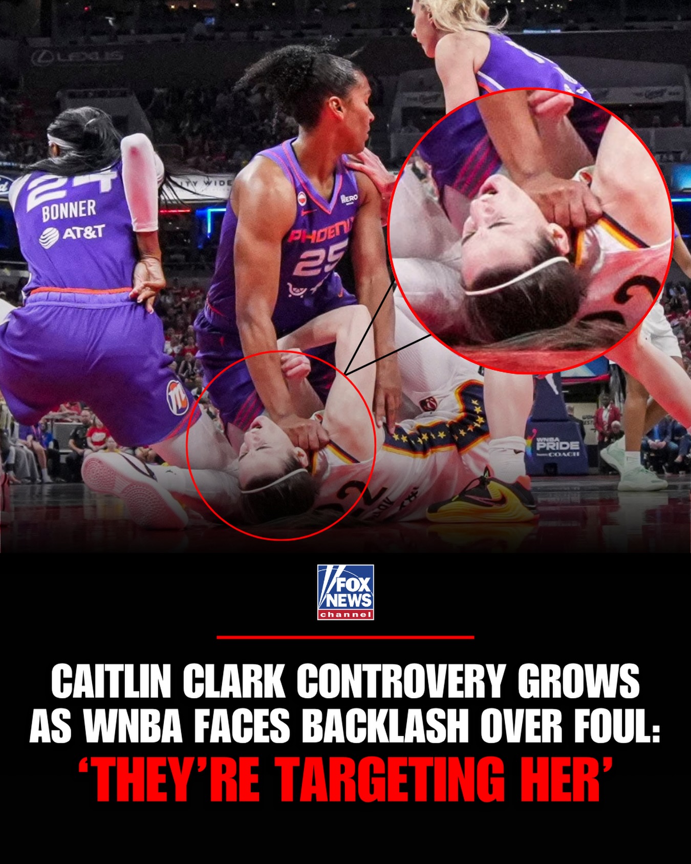 “They’re definitely targeting her and the league and the refs do nothing to protect her.”

Sophie Cunningham calls out the WNBA for its lax response to the consistent “targeting” of the league’s biggest star Caitlin Clark.

Cunningham said she and her teammates did not see the flagrant foul on Caitlin Clark by Alyssa Thomas in real time, but added “I promise you that if we would have seen that happen, we would have had her back.”

“Unfortunately, this type of s— happens every single game to her, and the league and the refs do absolutely nothing about it.”

Thomas appeared to drive a fist into Clark’s throat after a play — but no foul was called at the time. The WNBA eventually suspended Thomas for one game and fined her for the flagrant foul.