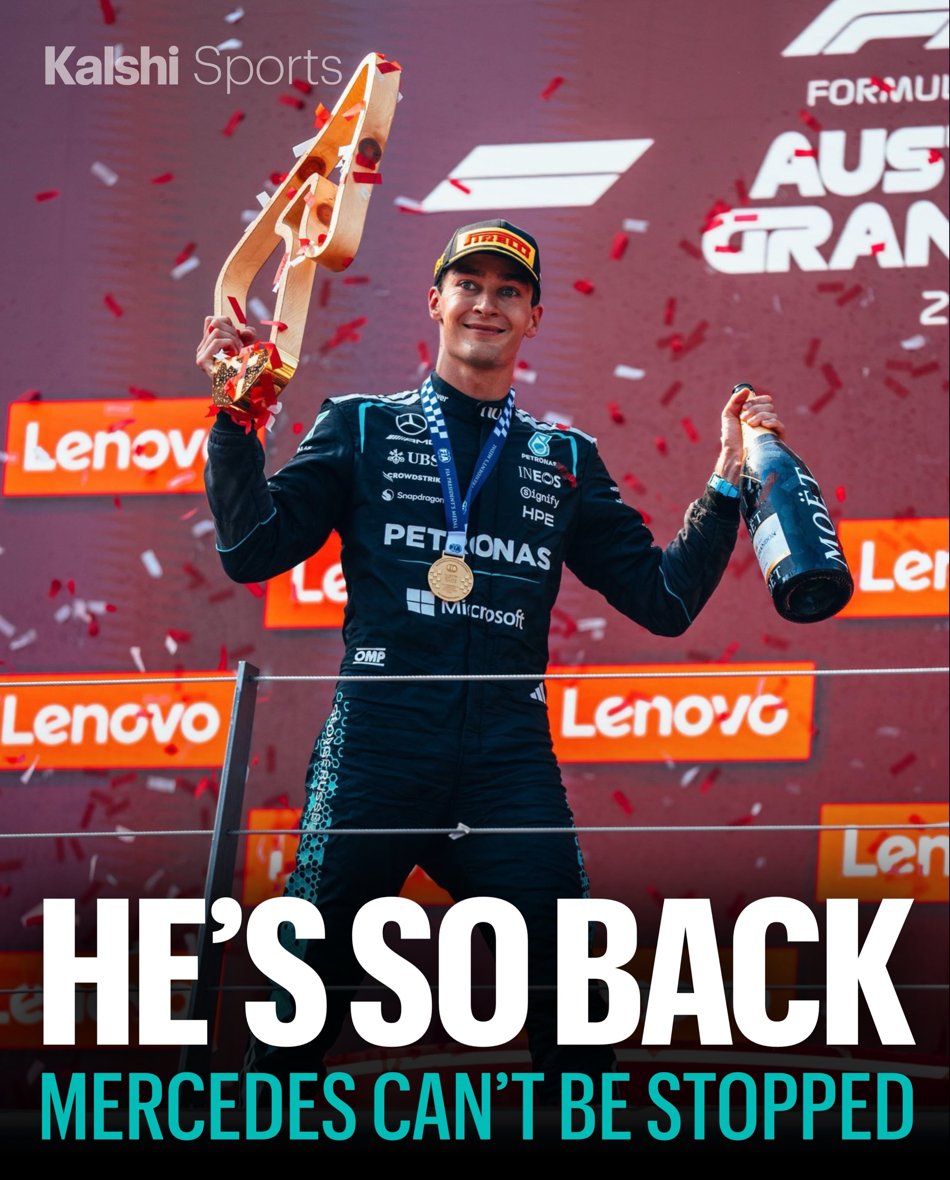 Live, laugh, George Russell 

He now has a 26% chance to be the next F1 Drivers Champion on @kalshi 🔥
