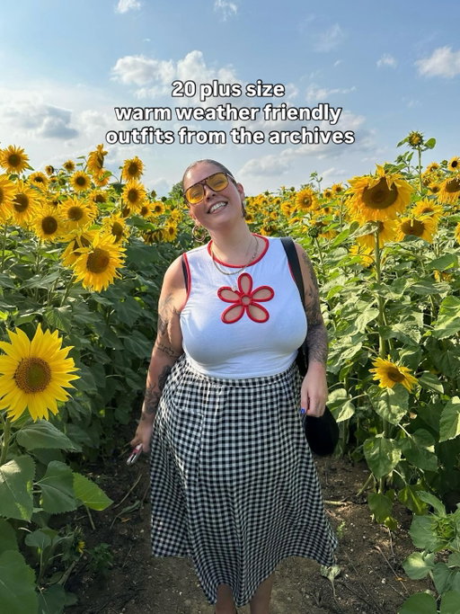 For me, dressing in the heat/summer is all about cute lil tops, floaty fabrics, playful prints, & having fun with fashion!! ☀️ 
LOVE a gingham, a pastel yellow, & a cut up band tee! Also prob the only time of the year you’ll see me in florals 👀

Drop a comment if you wanna know where anything in particular is from! (Obvi old pieces so can’t be sure it’ll still be available, but always handy to check places like Vinted!!)

#plussizefashion #summerfashion #plussize