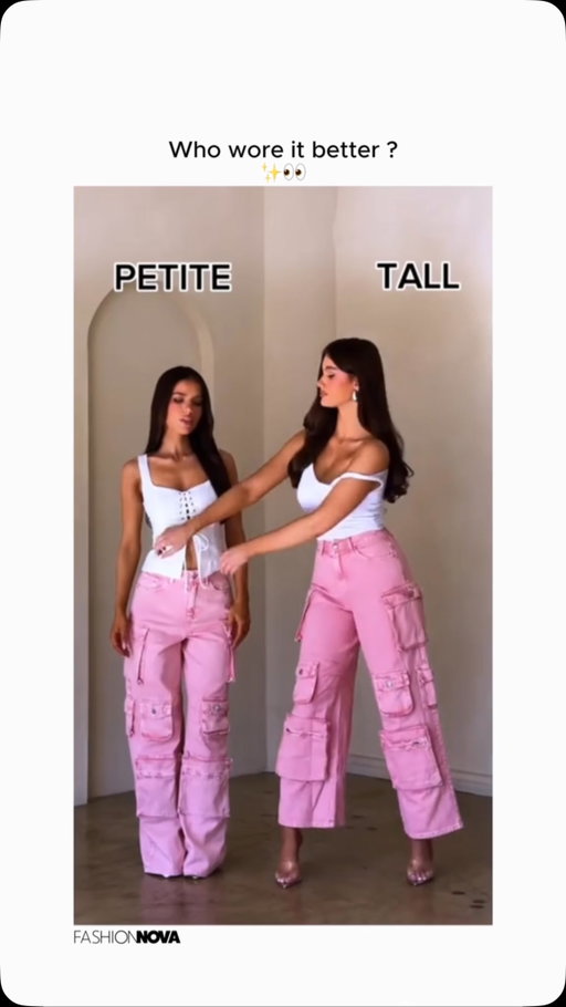 Same outfit, different heights, same confidence 💕✨

#fashionnova #novababe #bestiestyle #ootd #stylebattle