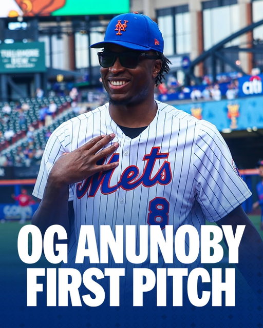 NBA Champion OG Anunoby tossed the first pitch at the Mets game 🏆