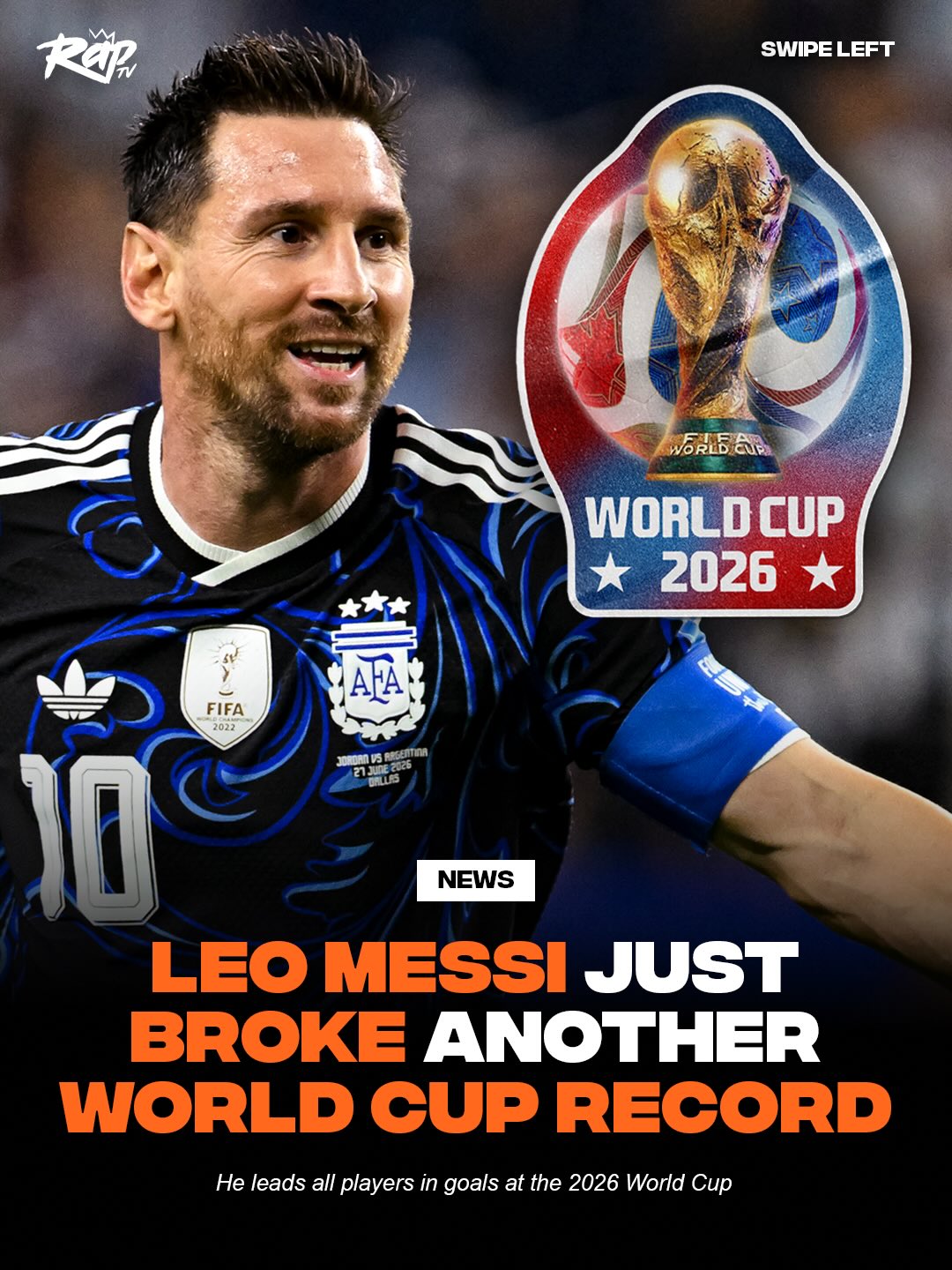 Lionel Messi has set another record at the 2026 World Cup‼️⚽

He became the first player in history to score goals in 7 consecutive World Cup games after nailing a free kick against Jordan 🔥

Do y’all think Messi will lead Argentina to another World Cup win⁉️